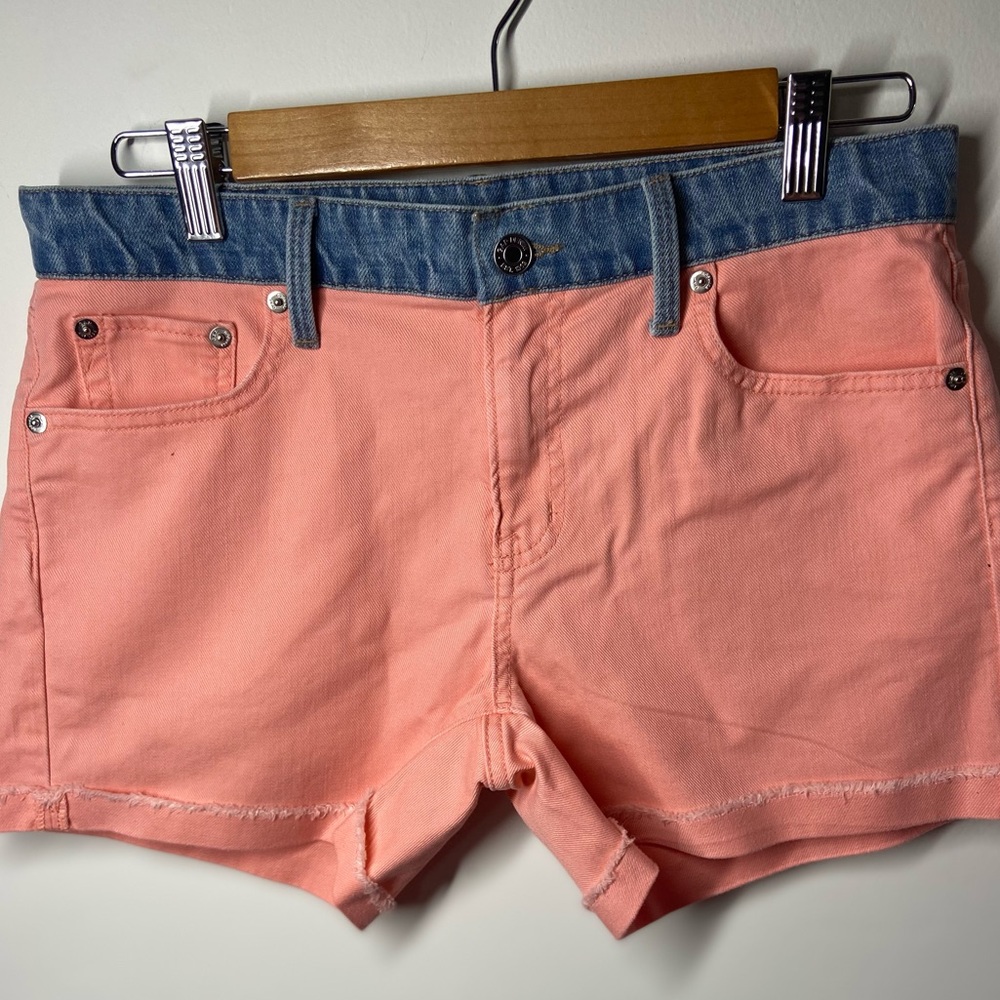 GAP Pink and Blue Jean Shorts with Color-Blocked Design